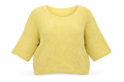 Soaked Women’s Yellow Mohair Blend Open Knit Pullover Jumper L