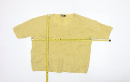 Soaked Women’s Yellow Mohair Blend Open Knit Pullover Jumper L