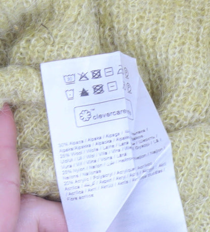 Soaked Women’s Yellow Mohair Blend Open Knit Pullover Jumper L