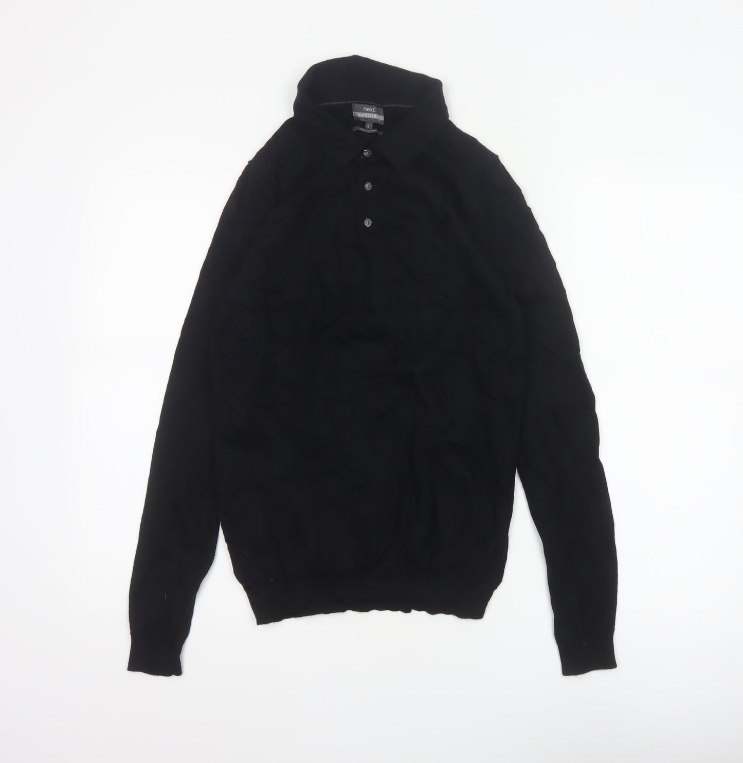 Next Men's Black Small Merino Wool High Neck Henley Jumper