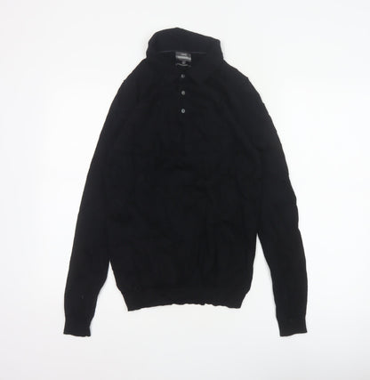 Next Men's Black Small Merino Wool High Neck Henley Jumper