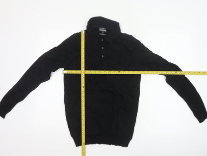 Next Men's Black Small Merino Wool High Neck Henley Jumper