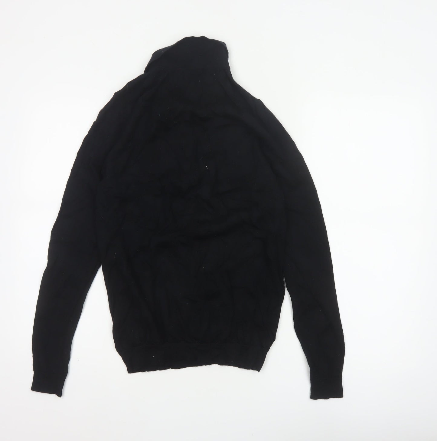 Next Men's Black Small Merino Wool High Neck Henley Jumper