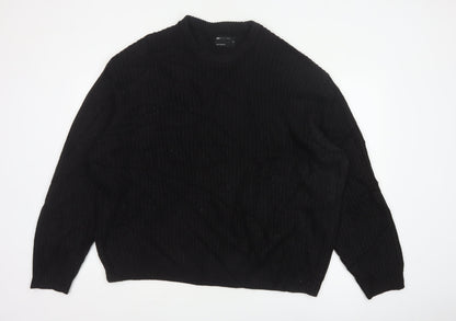ASOS Men Black XL Cable Knit Crew Neck Pullover Jumper