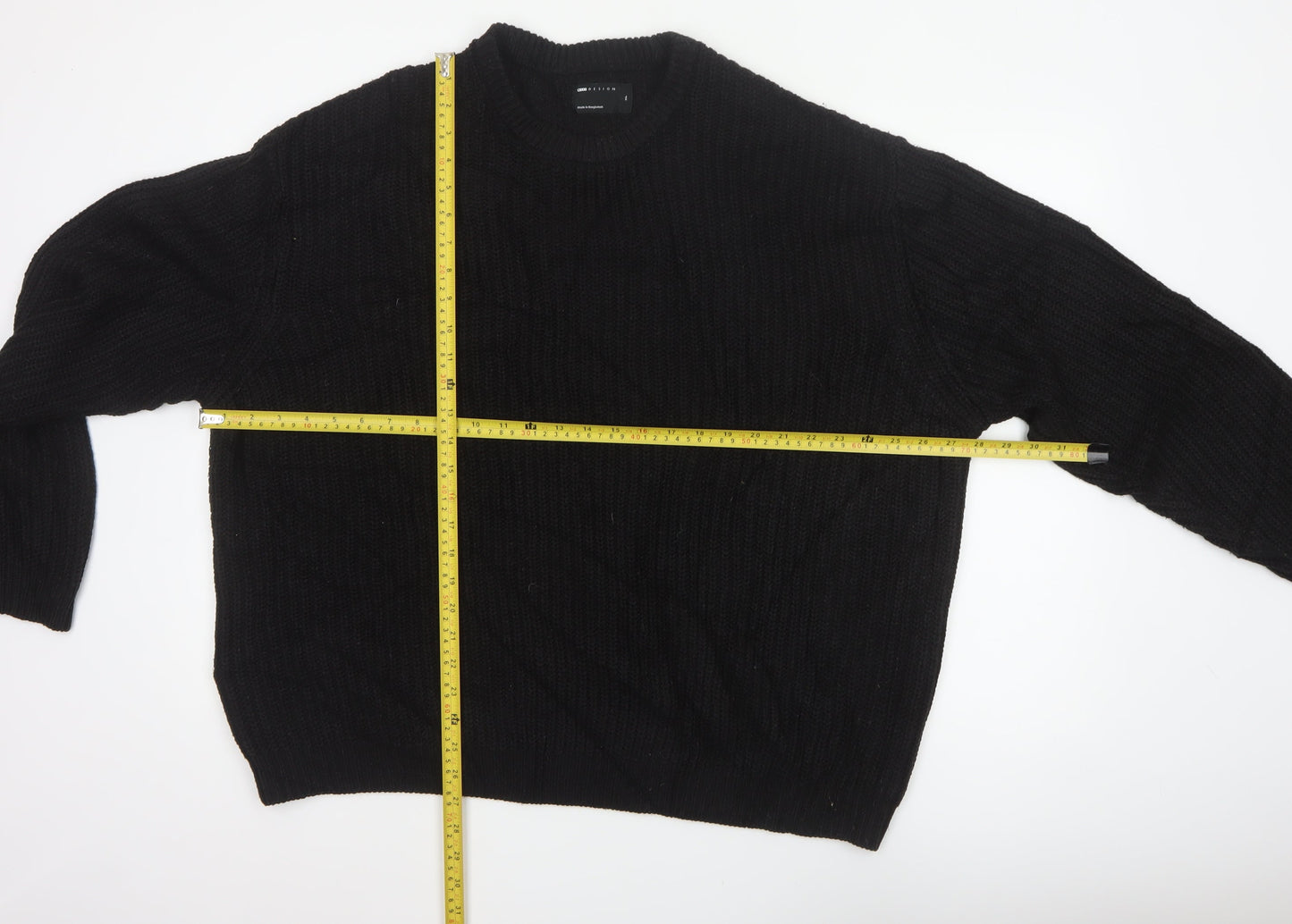 ASOS Men Black XL Cable Knit Crew Neck Pullover Jumper