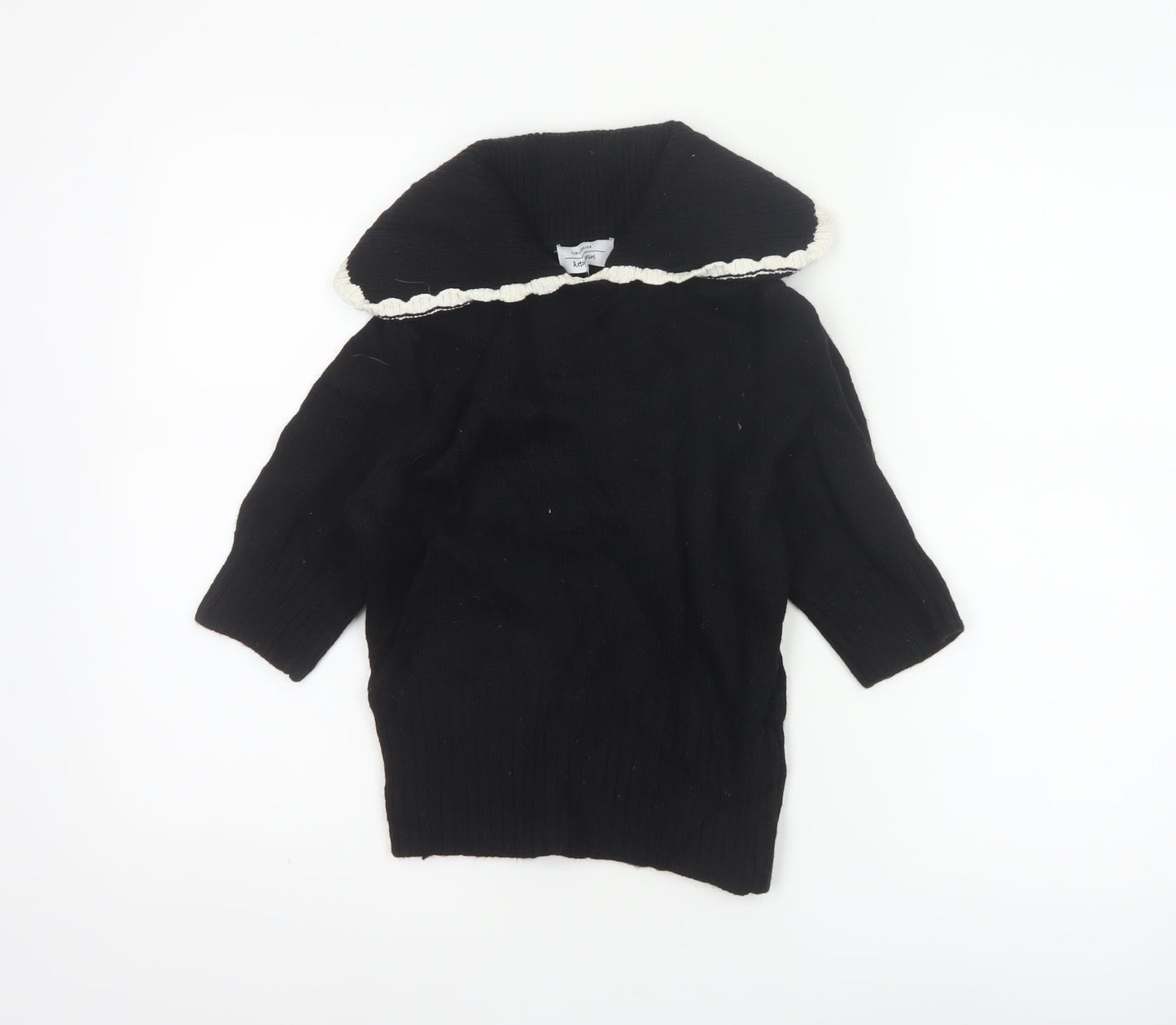 & Other Stories Women Black UK 6 Cowl Neck Wool Blend Knit Jumper