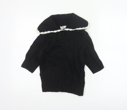 & Other Stories Women Black UK 6 Cowl Neck Wool Blend Knit Jumper