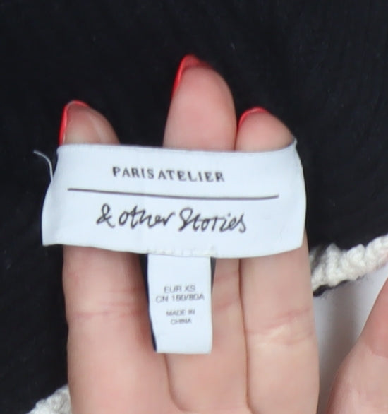& Other Stories Women Black UK 6 Cowl Neck Wool Blend Knit Jumper