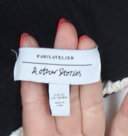& Other Stories Women Black UK 6 Cowl Neck Wool Blend Knit Jumper