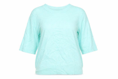 Marks & Spencer Women Green Size 16 Rib Knit Short Sleeve Jumper