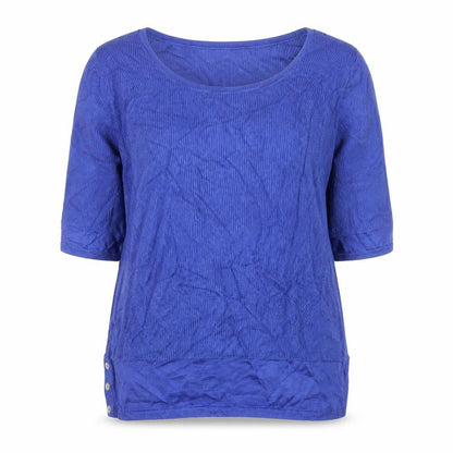 Marks & Spencer Women Blue UK 14 Short Sleeve Knit Jumper Button Detail