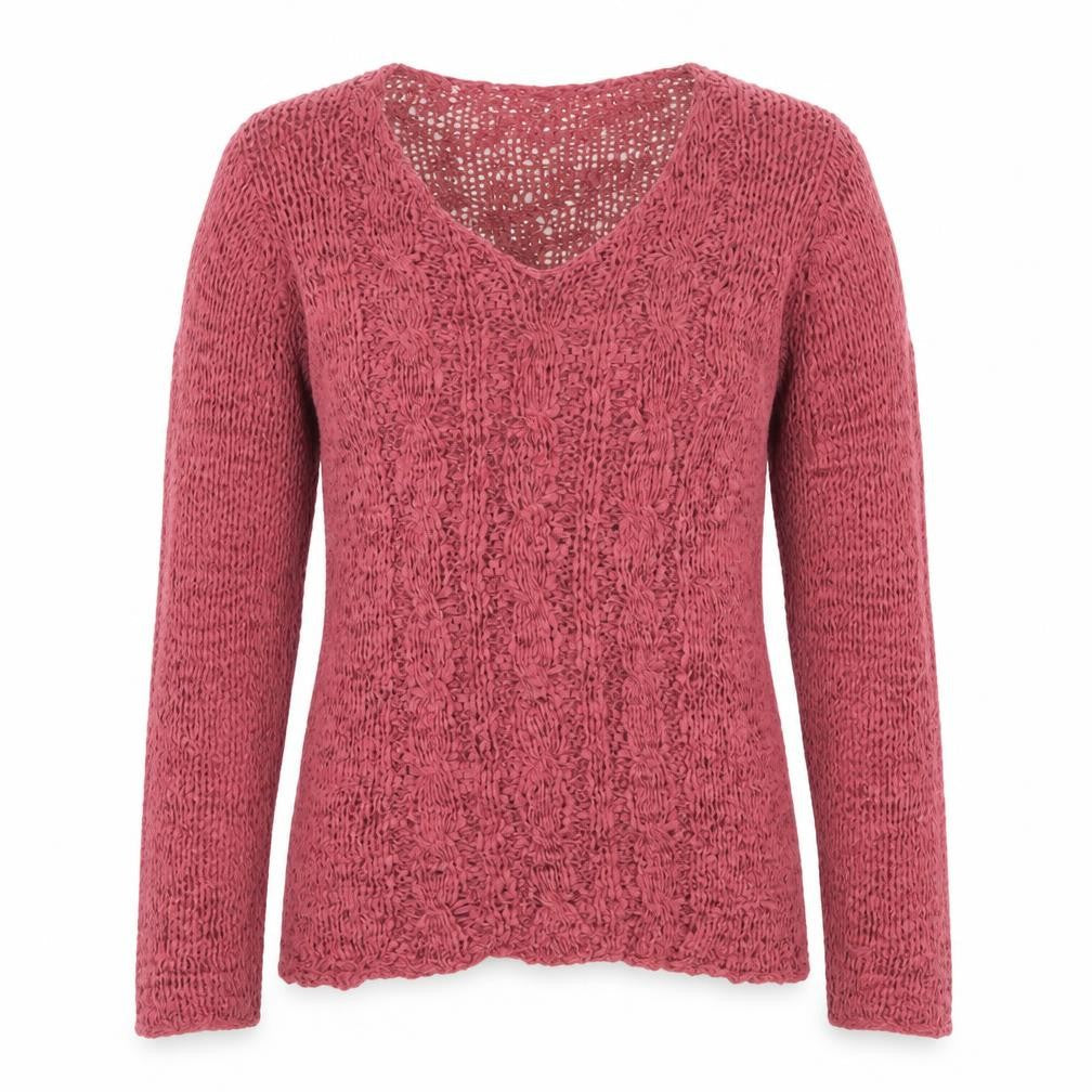 Bhs Women’s Pink UK 16 Open-Knit V-Neck Long Sleeve Cardigan