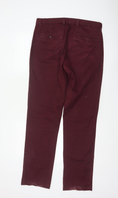 GAP Men’s Burgundy Red 33x34 Straight Chino Trousers Regular Fit