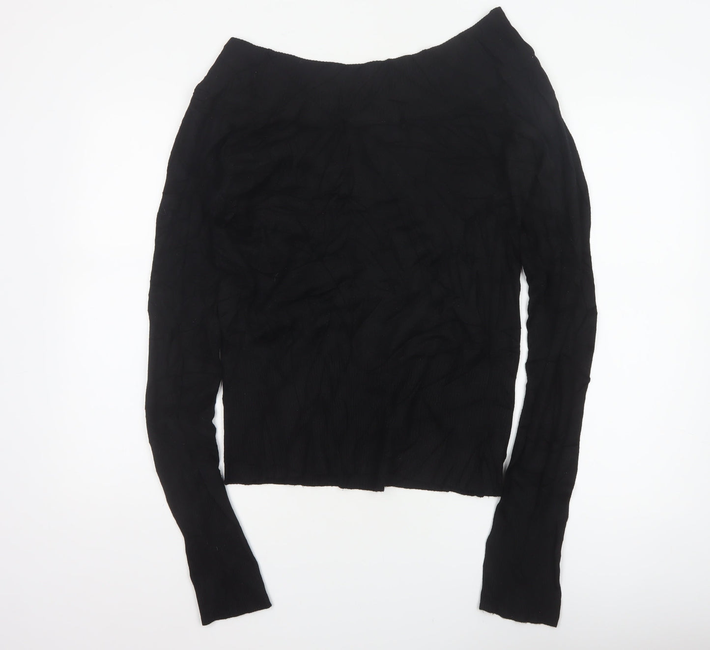Wallis Women Black UK 12 Boat Neck Slim Fit Ribbed Knit Jumper