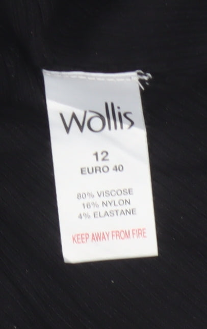 Wallis Women Black UK 12 Boat Neck Slim Fit Ribbed Knit Jumper