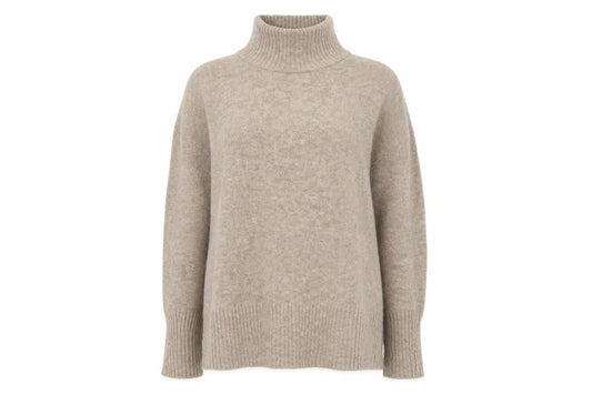 Selected Femme Women’s Beige M Wool Blend Roll Neck Jumper
