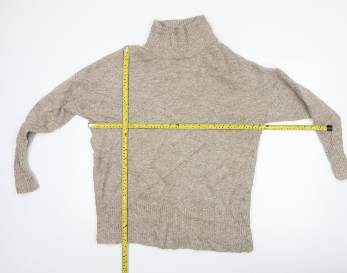 Selected Femme Women’s Beige M Wool Blend Roll Neck Jumper