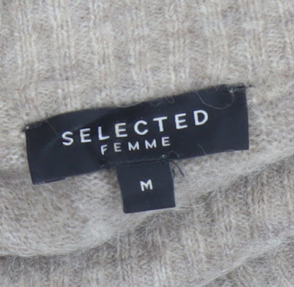 Selected Femme Women’s Beige M Wool Blend Roll Neck Jumper
