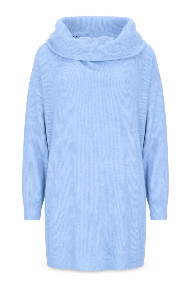 H&M Women Blue L Cowl Neck Long Sleeve Knit Tunic Jumper