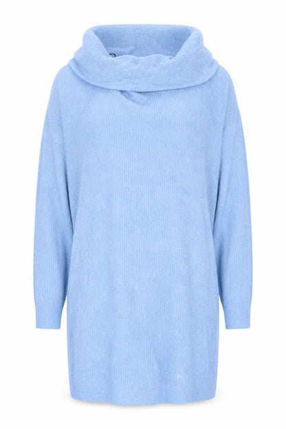 H&M Women Blue L Cowl Neck Long Sleeve Knit Tunic Jumper