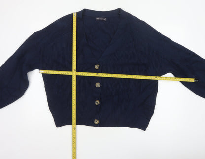 Marks and Spencer Women Blue XL Cable Knit V-Neck Cardigan