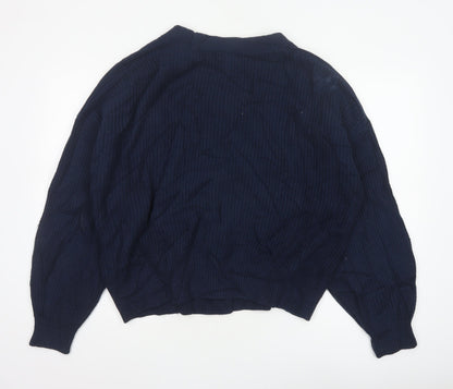 Marks and Spencer Women Blue XL Cable Knit V-Neck Cardigan