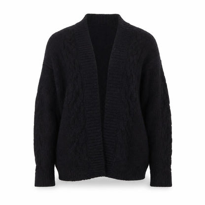 Ines de la Fressange Uniqlo Women Black M Open Cable Knit Cardigan