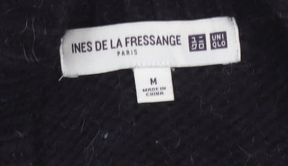 Ines de la Fressange Uniqlo Women Black M Open Cable Knit Cardigan