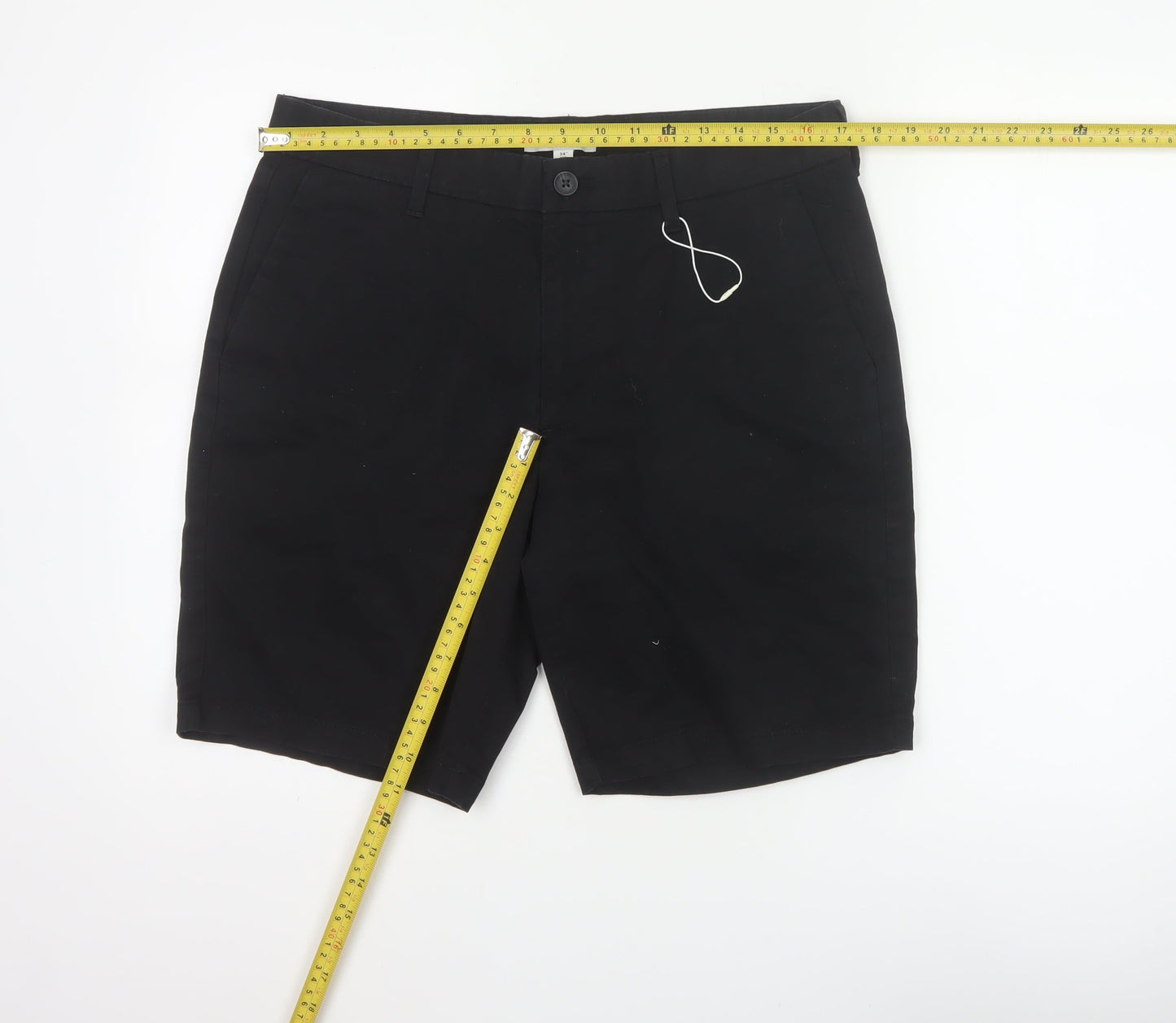 Marks & Spencer Men's Black 34in Mid Chino Shorts Cotton Stretch