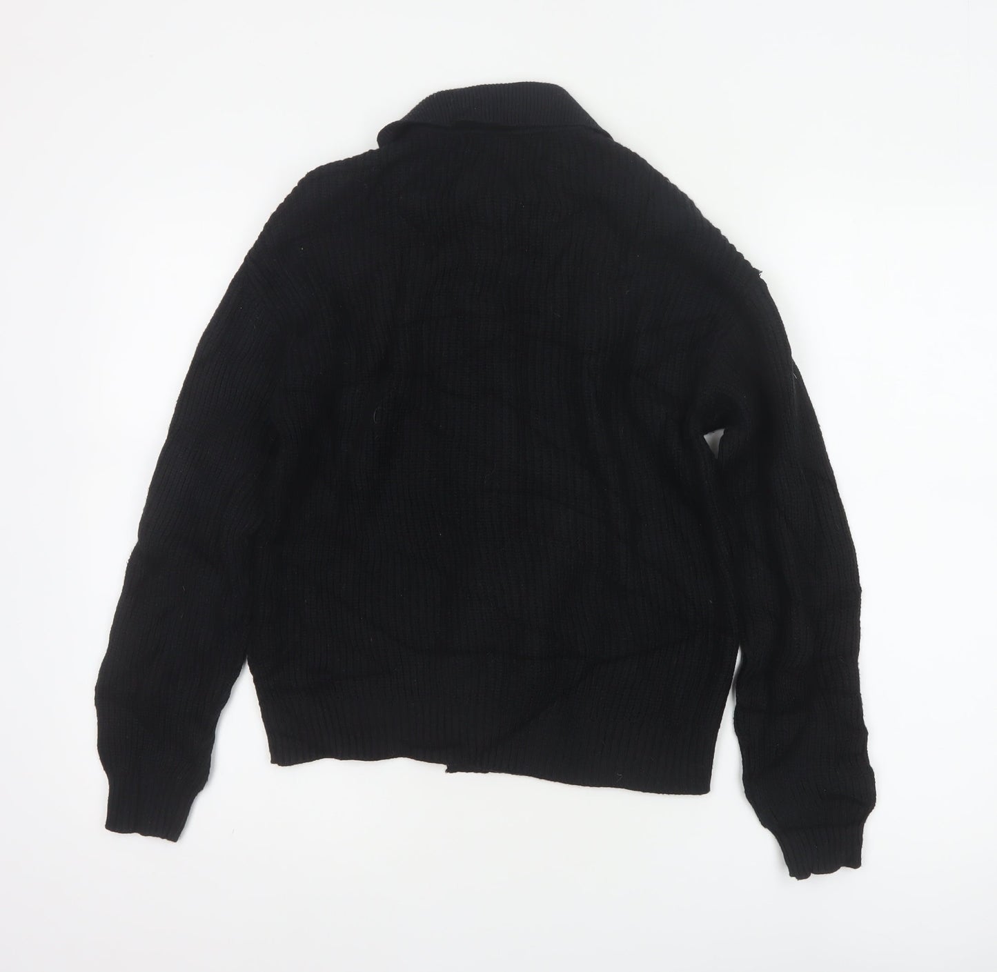 Marks & Spencer Women Black S Cable Knit Collared Button Cardigan