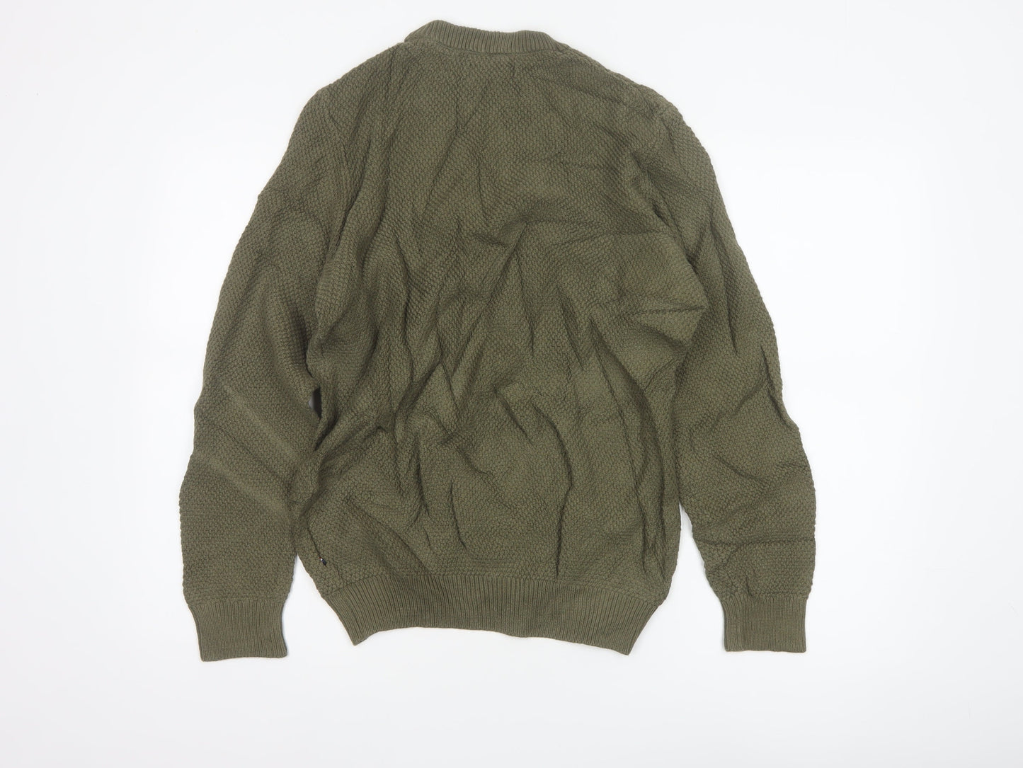 U.S. Polo Assn. Men’s Green M Cable Knit Logo Crew Neck Jumper