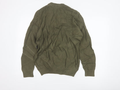 U.S. Polo Assn. Men’s Green M Cable Knit Logo Crew Neck Jumper