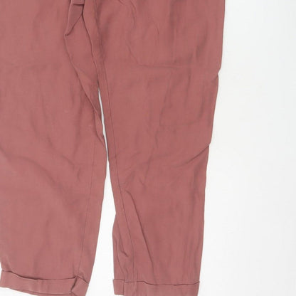 Zara Women’s Pink XL Paperbag Tapered Trousers Elastic Waist