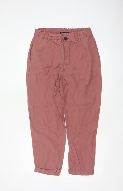 Zara Women’s Pink XL Paperbag Tapered Trousers Elastic Waist