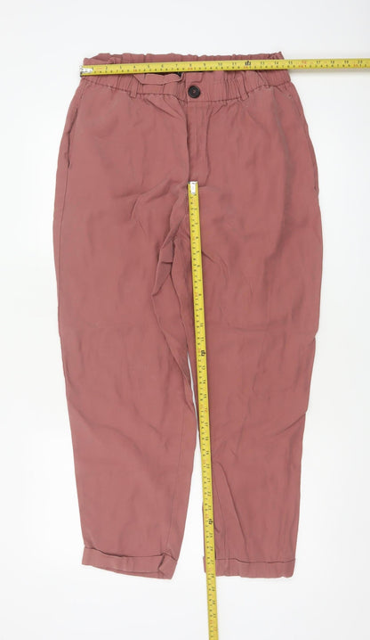 Zara Women’s Pink XL Paperbag Tapered Trousers Elastic Waist