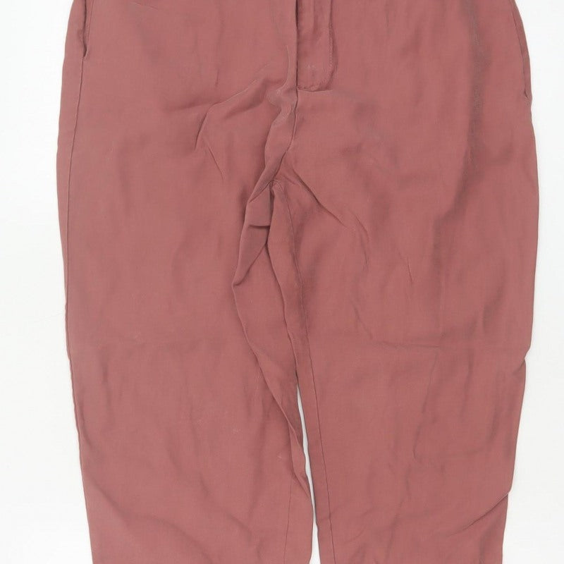Zara Women’s Pink XL Paperbag Tapered Trousers Elastic Waist
