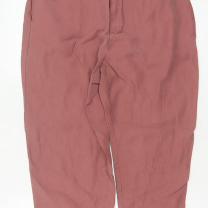 Zara Women’s Pink XL Paperbag Tapered Trousers Elastic Waist