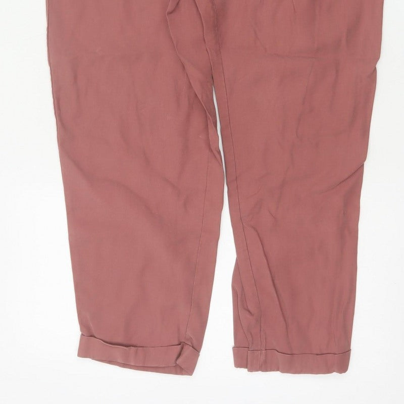 Zara Women’s Pink XL Paperbag Tapered Trousers Elastic Waist