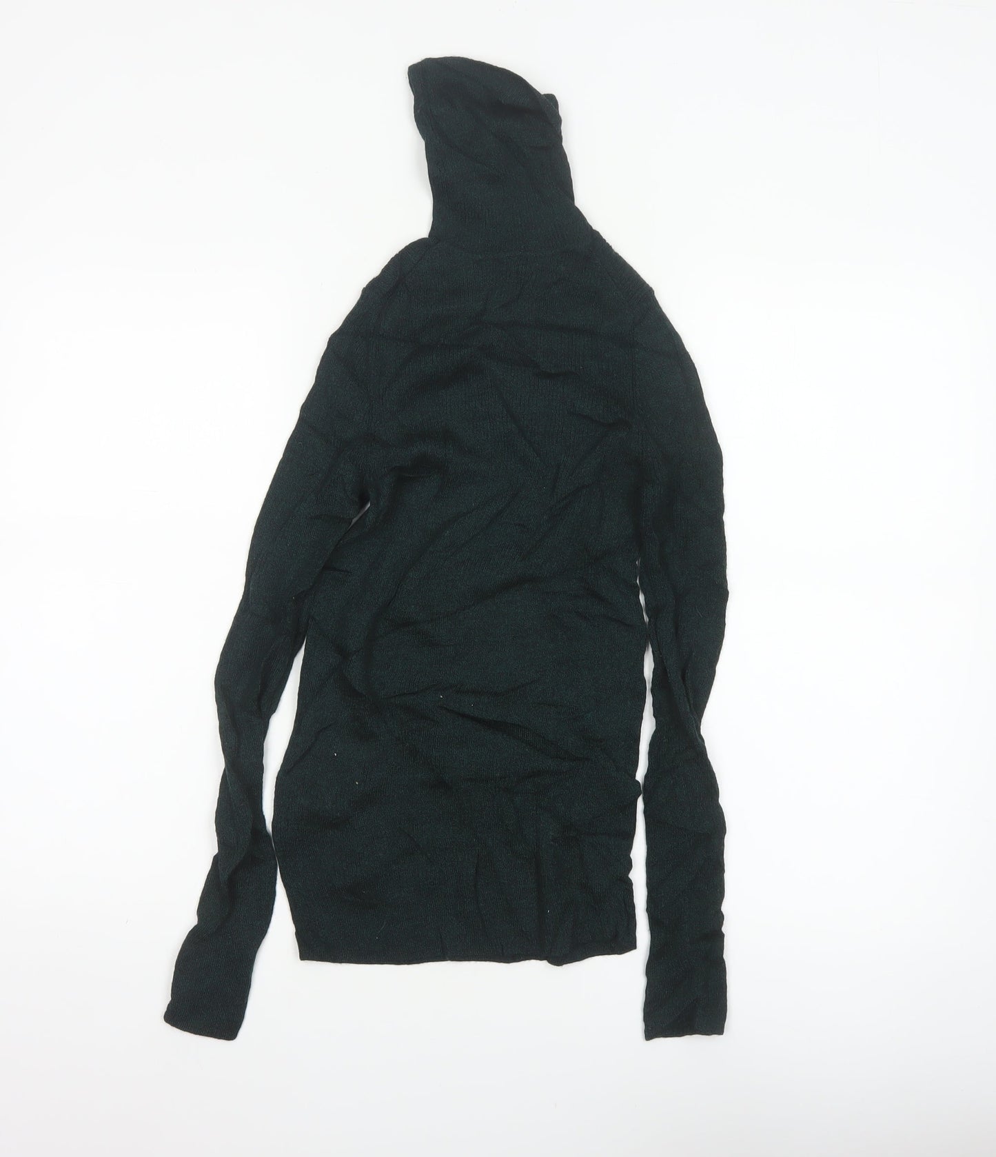 Uniqlo Women Black XS 100% Wool Roll Neck Slim Knit Jumper