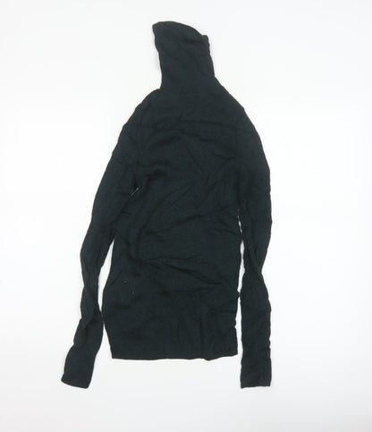 Uniqlo Women Black XS 100% Wool Roll Neck Slim Knit Jumper