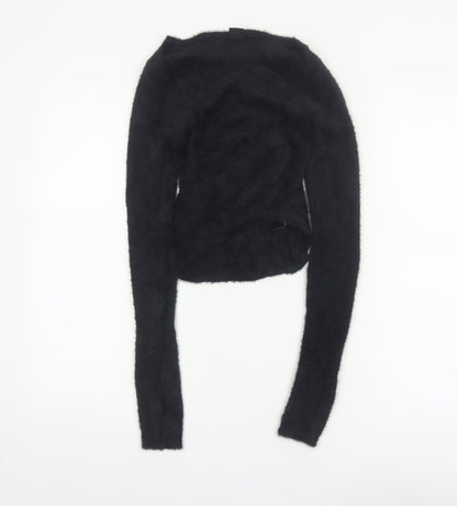 Urban Outfitters Women’s Black S Petite Fuzzy Knit Cropped Cardigan