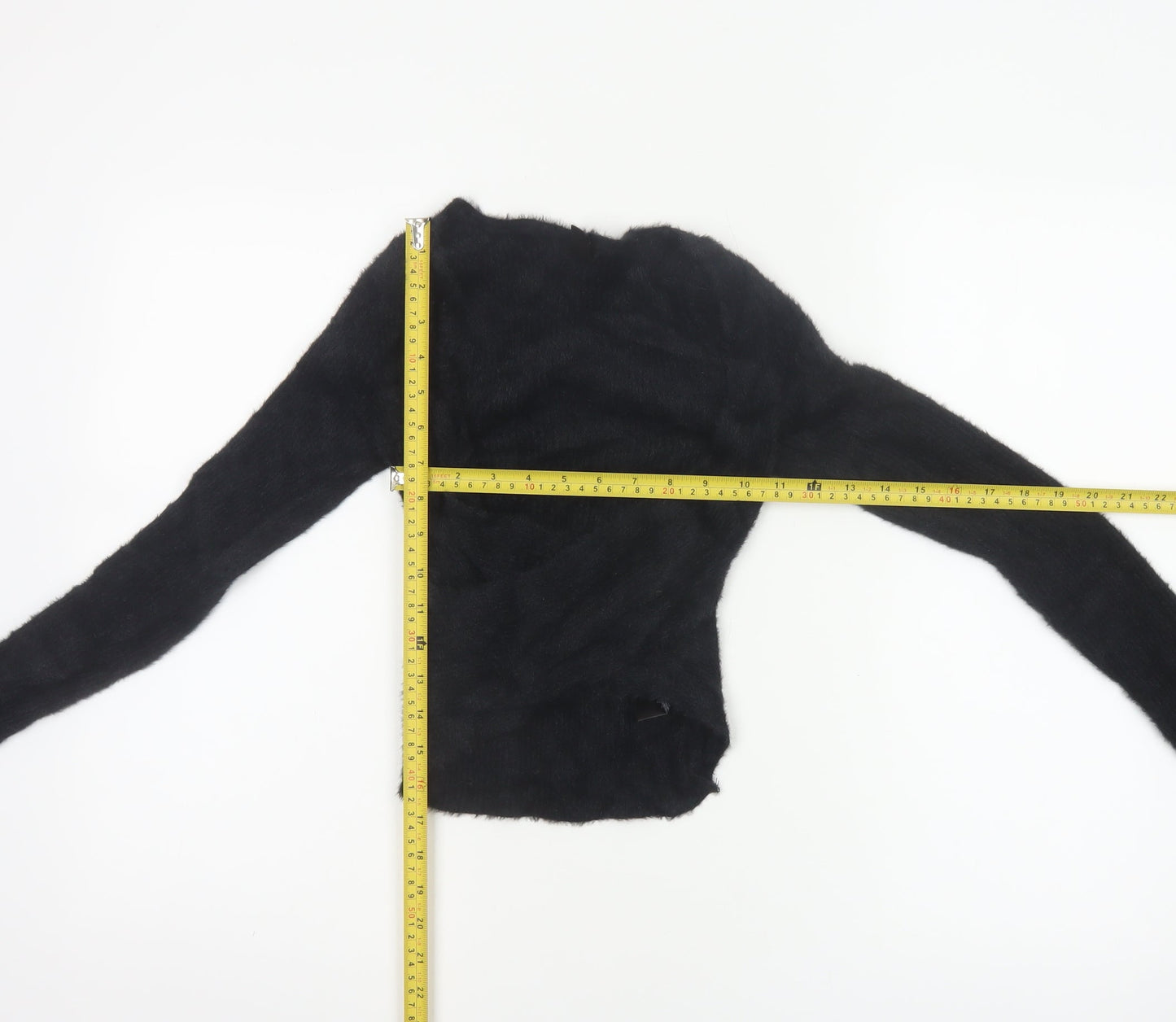 Urban Outfitters Women’s Black S Petite Fuzzy Knit Cropped Cardigan