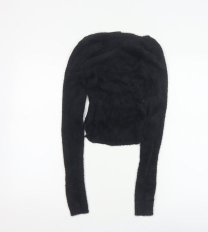Urban Outfitters Women’s Black S Petite Fuzzy Knit Cropped Cardigan