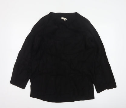 Monsoon Women Black S V-Neck Relaxed Knit Pullover Jumper