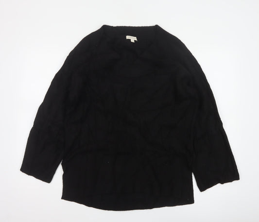 Monsoon Women Black S V-Neck Relaxed Knit Pullover Jumper