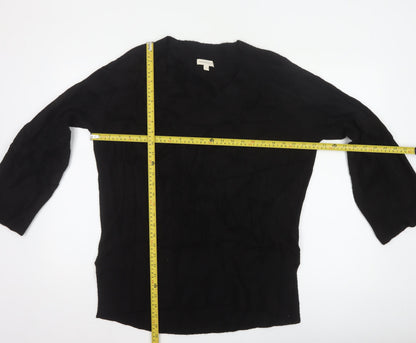 Monsoon Women Black S V-Neck Relaxed Knit Pullover Jumper