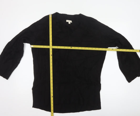 Monsoon Women Black S V-Neck Relaxed Knit Pullover Jumper