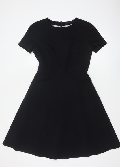Marks and Spencer Women Black UK 8 A-Line Short Sleeve Lined Dress