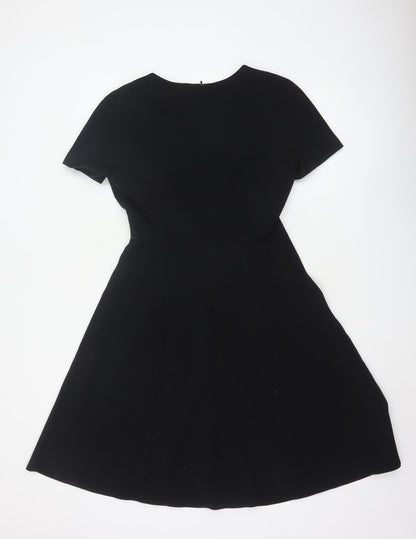 Marks and Spencer Women Black UK 8 A-Line Short Sleeve Lined Dress