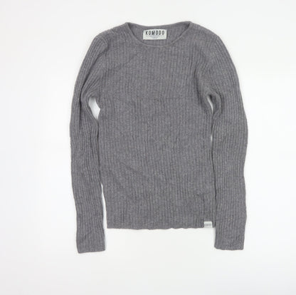 Komodo Women Grey Size 2 100% Cashmere Rib Knit Pullover Jumper